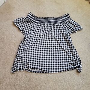 Lane Bryant 26/28 black and white gingham off the shoulder swing top